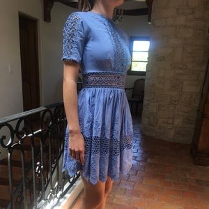 lace detailed blue dress